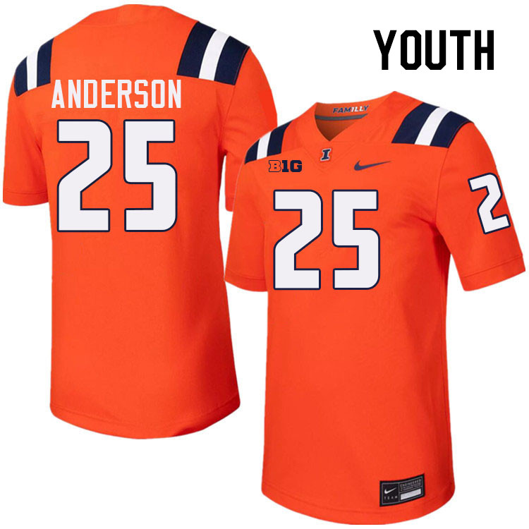 Youth #25 Jordan Anderson Illinois Fighting Illini College Football Jerseys Stitched-Orange